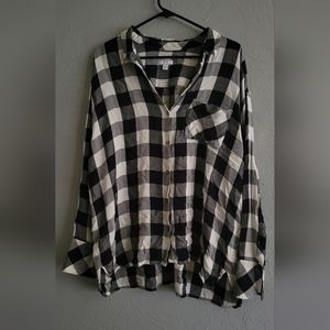 J. Jill Black and White Plaid Blouse